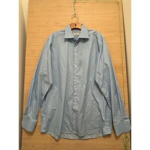 Eton Contemporary Dress Shirt Blue Stripe Long Sleeve Men Size 44 17.5